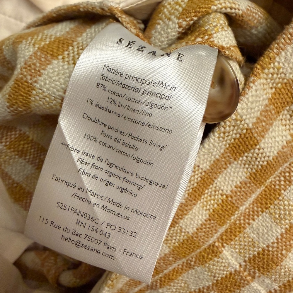 Sezane Martin crop trousers in an ochre check pattern - Picture 8 of 11